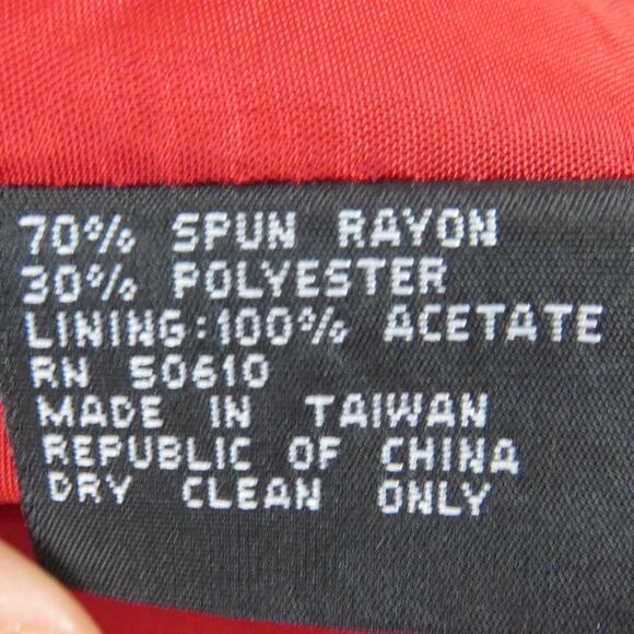 1990s Vintage Kasper Red Blazer Jacket Gold Buttons Large Retro Glam - Picture 3 of 6